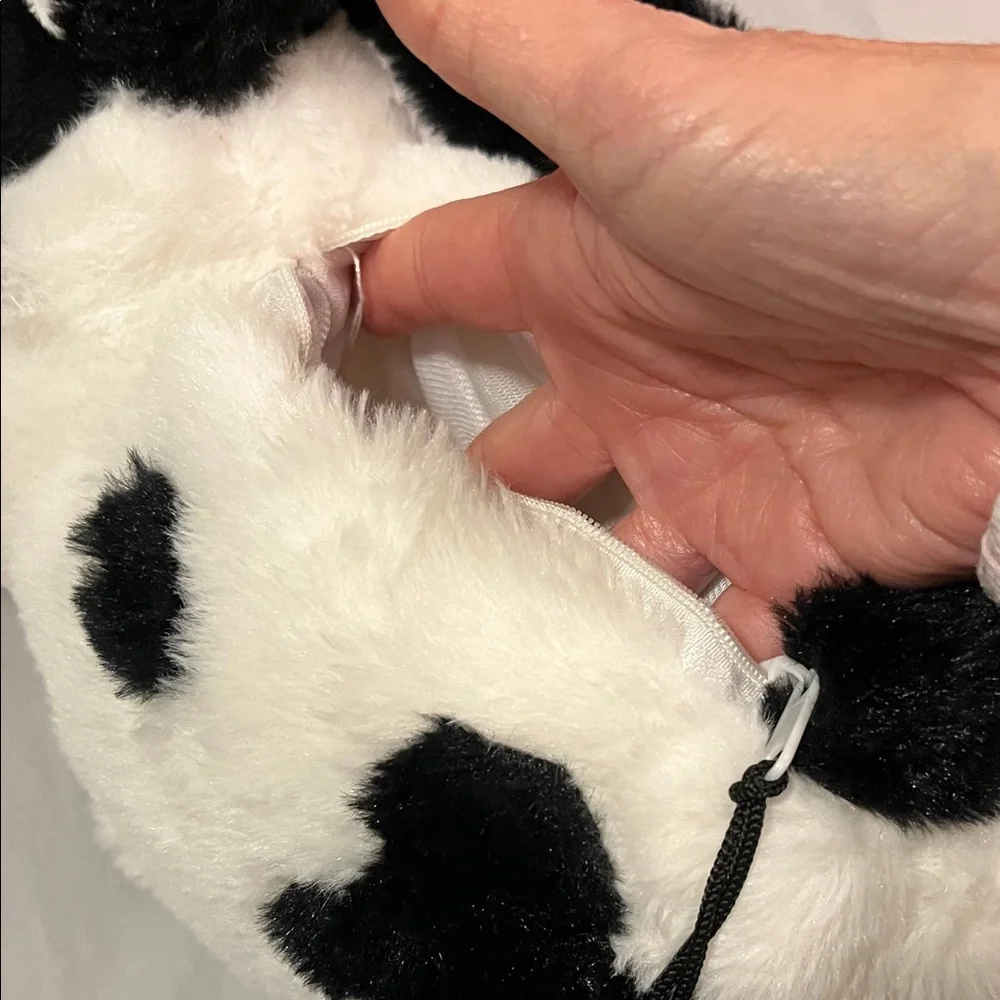 HOPEARL MUSICAL GLOW IN THE DARK LIGHT UP COW PLUSH HANDBAG STUFFED ANIMAL